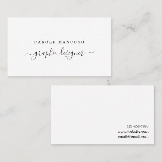 右のモダンな書道-単に 名刺 (正面/裏面)