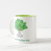 右のライムグリーンの内部が付いているマグ- ツートーンマグカップ (正面左)