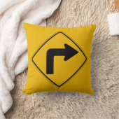 右の回転、交通警告標識、米国 クッション (ブランケット)