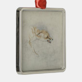 右の裏面に直面する身をかがめるキツネの勉強: fain メタルオーナメント (右)