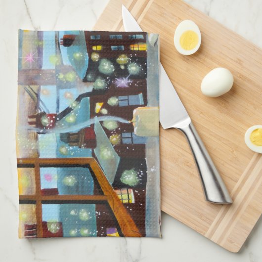 右への第2星。 ピーターパンは芸術をインスパイア キッチンタオル (四つ折り)