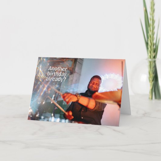 右オンタイムポケットドラマーパーカッション誕生日 カード (正面)