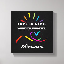 右パネル - ネオン虹色の"Love is Love" オーダーメイド キャンバスプリント