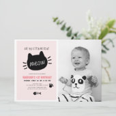 右ミウピンク誕生日写真 招待状 (スタンド正面)