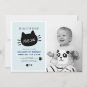 右ミウブルー誕生日写真 招待状 (正面)