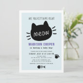 右ミュー青い男の子の赤ちゃんシャワーを私に子猫にする 招待状 (スタンド正面)