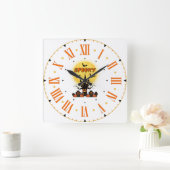 右不気味夜ハロウィーン正方形の壁時計 スクエア壁時計 (ホーム)