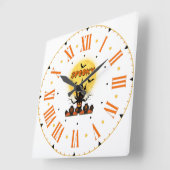 右不気味夜ハロウィーン正方形の壁時計 スクエア壁時計 (傾斜)