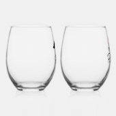 右口髭の赤い唇結婚様 ステムなしワイングラス (右)