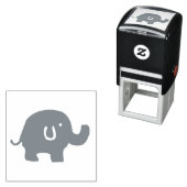右向きかわいい灰色の象 セルフインキングスタンプ (インサイチュ)