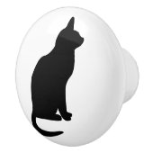 右向きに座る黒猫 セラミックノブ (右)