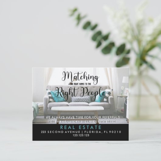 右実在家の発表に一致する不動産 案内ポストカード (スタンド正面)