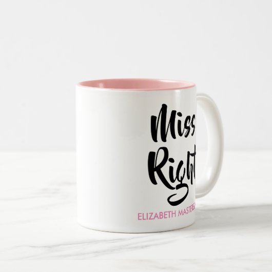 右恋しく思名おもしろい ツートーンマグカップ (正面右)