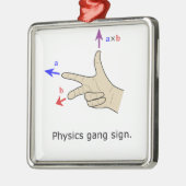 右手の法則のクロス積の物理学の集団の印 メタルオーナメント (左)