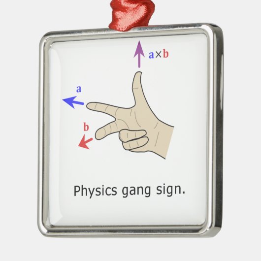 右手の法則のクロス積の物理学の集団の印 メタルオーナメント (左)