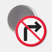 右折を禁止 |赤い丸 |マグネット マグネット (正面/裏面)