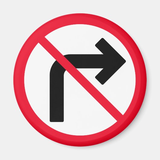 右折を禁止 |赤い丸 |マグネット マグネット (正面)