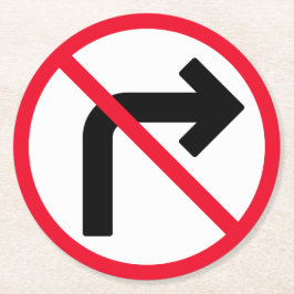 右折禁止標識 |丸カスタムコースター ラウンドペーパーコースター