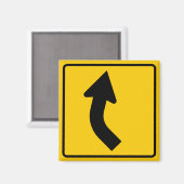 右曲線前方ハイウェイ記号 マグネット (正面/裏面)