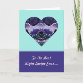 右最高のスワイプ紫の水色ハートバレンタイン カード