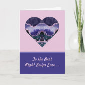 右最高のスワイプ紫の水色ハートバレンタイン カード (正面)