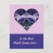 右最高のスワイプ紫の水色ハートバレンタイン ポストカード (正面)