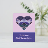 右最高のスワイプ紫の水色ハートバレンタイン ポストカード (スタンド正面)