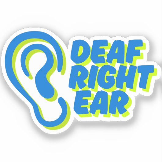 右耳の白い背景 シール (正面)