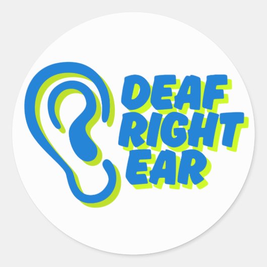 右耳の白い背景 ラウンドシール (正面)