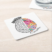 右脳離れ脳解析クリエイティブ脳 スクエアペーパーコースター (アングル)