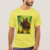 右腕を支える2腕おもしろいに武器を持たせる Tシャツ (正面)