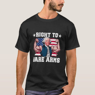 右腕露出USフラッグ 4th of July 楽しいジム Tシャツ