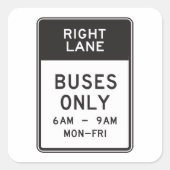 右車線バスのみ標識 スクエアシール (正面)