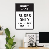 右車線バスのみ標識 ポスター (ホームオフィス)