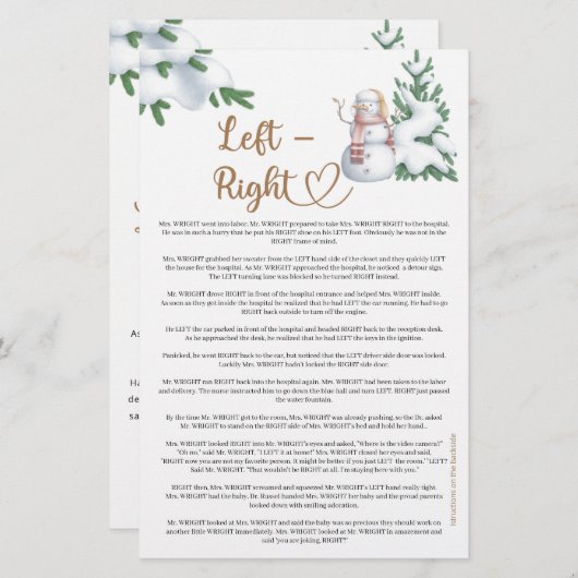 右離れ冬の赤ちゃんシャワーゲーム (正面/裏面)