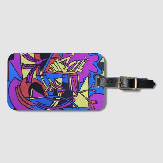 右離れ脳手芸絵を描モダン術 ラゲッジタグ (正面横)