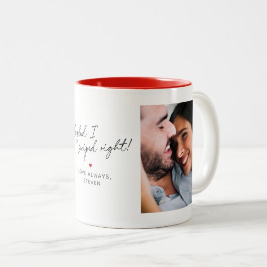 右2枚の写真と個人的なメッセージをスワイプして良かった ツートーンマグカップ (正面右)