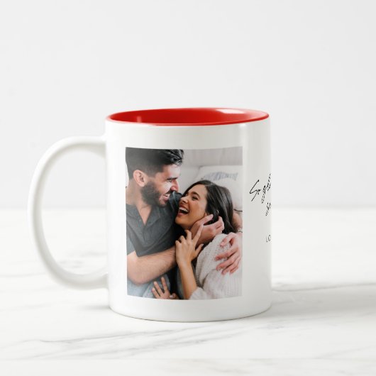 右2枚の写真と個人的なメッセージをスワイプして良かった ツートーンマグカップ (左)