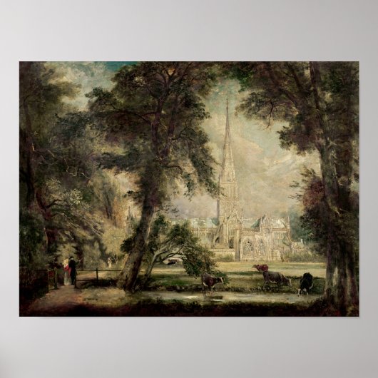 司教のグランドからサリスベリー大聖堂 ポスター (正面)