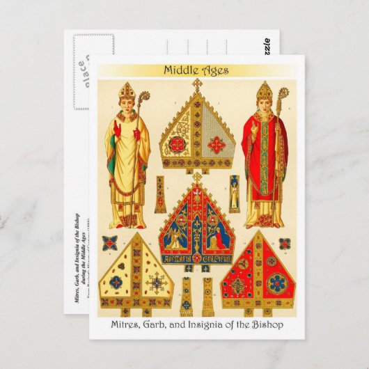 司教のミトラ、衣服、徽章 ポストカード (正面/裏面)