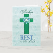 司教よ元気を得よ、主の十字架で休め カード (黄色い花)