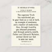 司教聖ミラのニコラス祈りの言葉聖札 名刺 (裏面)