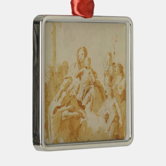 司教、修道士及び女性によって崇拝されるヴァージンおよび子供 メタルオーナメント (右)