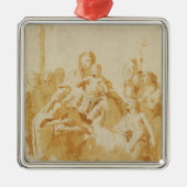 司教、修道士及び女性によって崇拝されるヴァージンおよび子供 メタルオーナメント (正面)