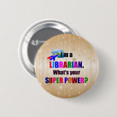 司書すごい力ユーモア 缶バッジ (正面&裏面)