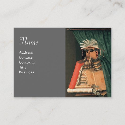 司書のモノグラム、グレー 名刺 (正面)