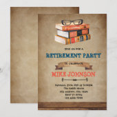 司書の本をテーマにした引退の招待状 招待状 (正面/裏面)