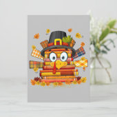 司書の本を読む面白いトルキー感謝祭 シーズンカード (スタンド正面)