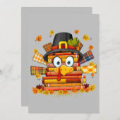 司書の本を読む面白い turkey 感謝祭 シーズンカード (正面/裏面)