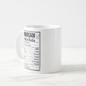 司書の栄養表示 楽しい本好きデザイン コーヒーマグカップ (正面左)